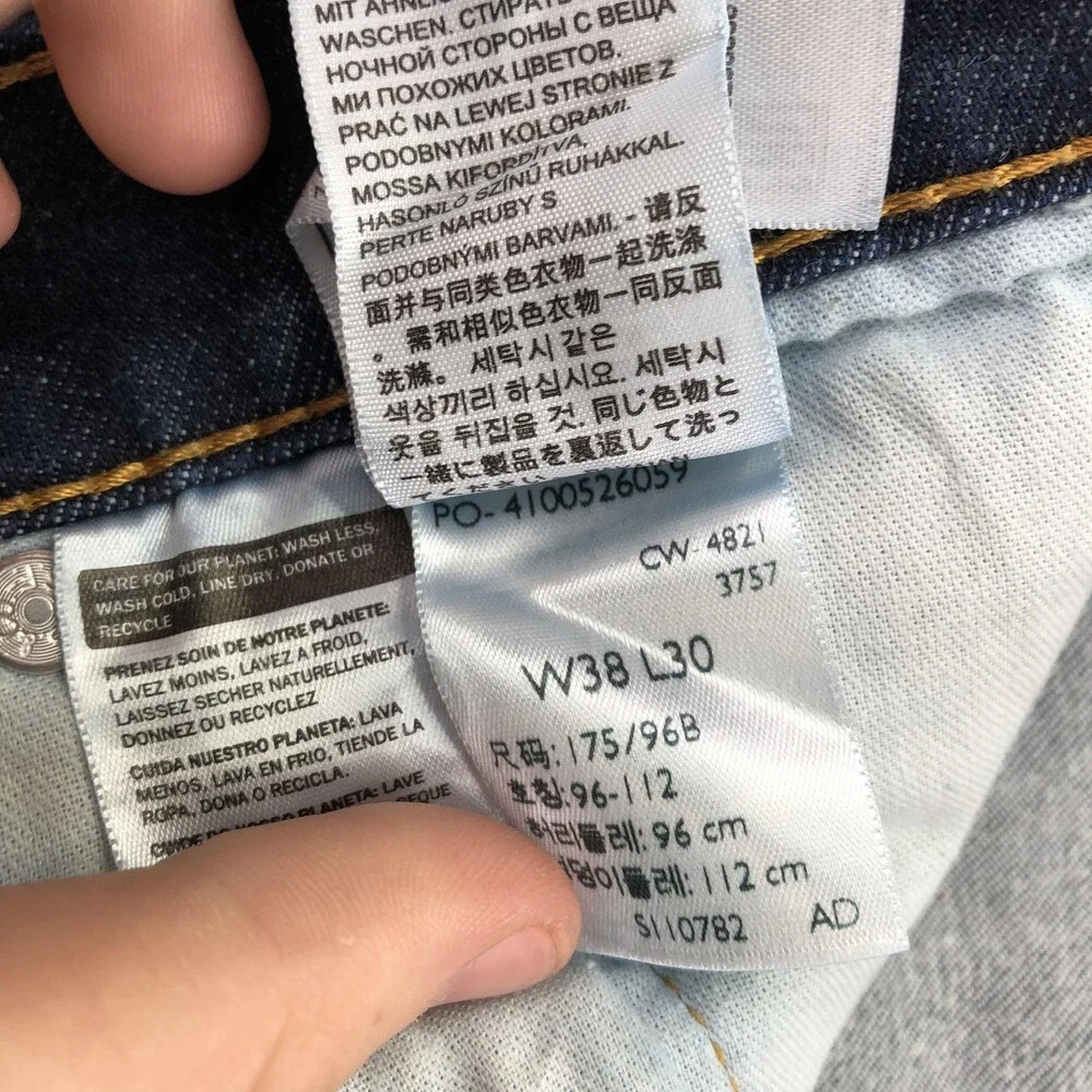 Levis 514 Jeans Mens 38x30 Blue Dark Wash Regular Straight Denim Pants Casual